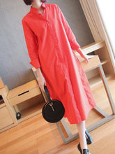 Loose Solid Color Mid-Length Shirt Dress